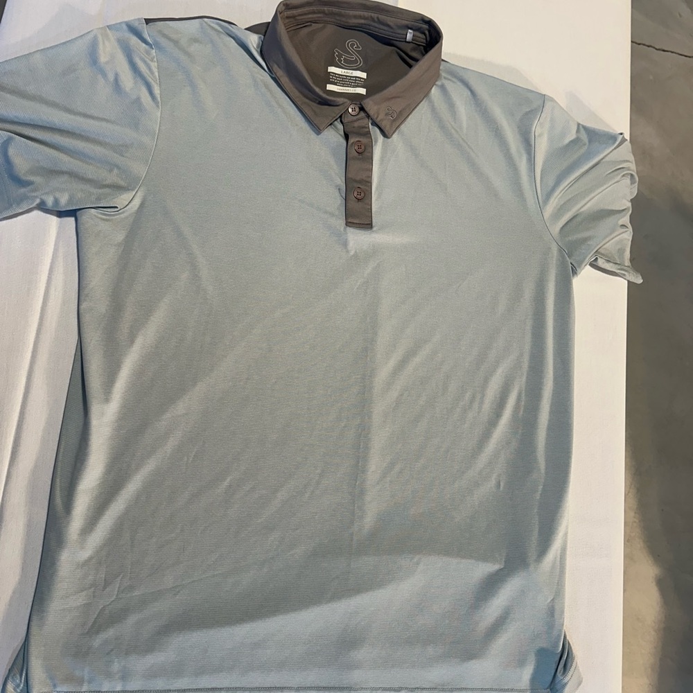 Annie Blue and Gray Polo Shirt with Moisture-Wicking Fabric